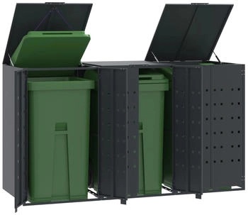 vidaXL Mülltonnenbox für 3 x 240 Liter 207 x 79 x 117 cm Stahl anthrazit – vidaXL Mülltonnenbox für 3 x 240 Liter 207 x 79 x 117 cm Stahl anthrazit - Elegante Ordnung für Ihren Außenbereich