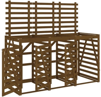 vidaXL M&uuml;lltonnenbox f&uuml;r 3 x 240 Liter Massivholz Kiefer honigbraun