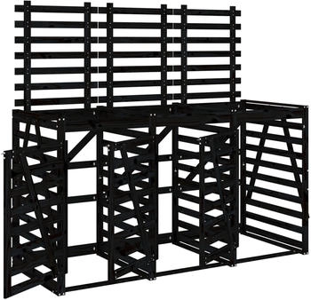 vidaXL Mülltonnenbox für 3 x 240 Liter Massivholz Kiefer schwarz