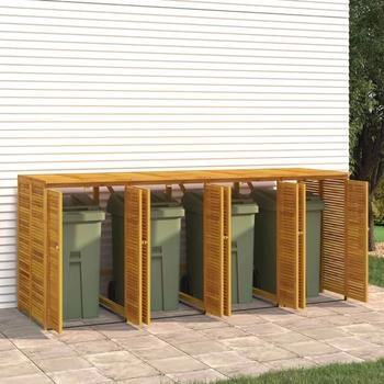 vidaXL Mülltonnenbox für 4 x 240 Liter 280 x 89 x 117 cm Massivholz Akazie – vidaXL Mülltonnenbox für 4 x 240 Liter 280 x 89 x 117 cm Massivholz Akazie - Elegante Ordnung für Ihren Außenbereich
