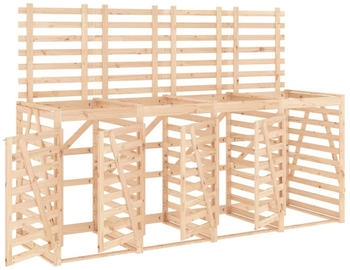 vidaXL M&uuml;lltonnenbox f&uuml;r 4 x 240 Liter Massivholz Kiefer natur