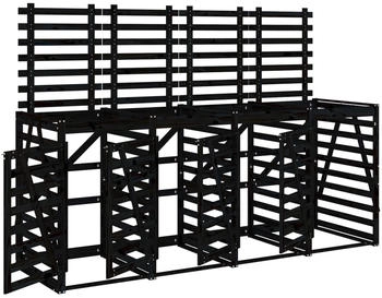 vidaXL Mülltonnenbox für 4 x 240 Liter Massivholz Kiefer schwarz