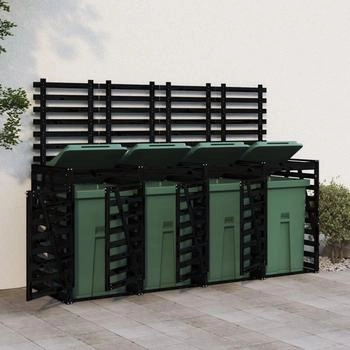 vidaXL Mülltonnenbox für 4 x 240 Liter Massivholz Kiefer schwarz – Maximaler Schutz und einfache Handhabung im Alltag