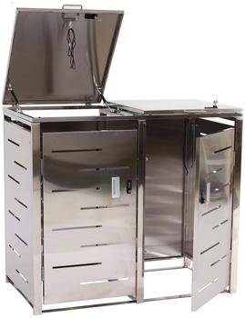 MCW M&uuml;lltonnenverkleidung E83 2 x 120 Liter 103 x 115 x 63 cm Edelstahl silber 38 kg