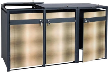 MCW Mülltonnenverkleidung J82 3 x 240 Liter 117 x 200 x 80 cm gold