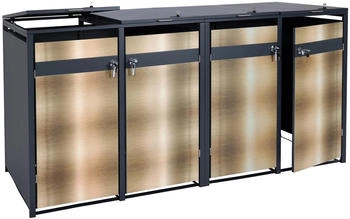 MCW M&uuml;lltonnenverkleidung J82 4 x 240 Liter 117 x 264 x 80 cm gold