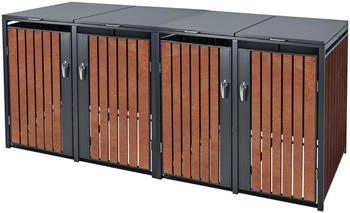 ML-Design M&uuml;lltonnenbox 4 x 240 Liter 264 x 80 x 116,3 cm Rostoptik anthrazit