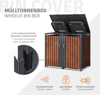 ML-Design Mülltonnenbox 4 x 240 Liter 264 x 80 x 116,3 cm Rostoptik anthrazit – ML-Design Mülltonnenbox 4 x 240 Liter 264 x 80 x 116,3 cm Rostoptik anthrazit für stilvolle Ordnung