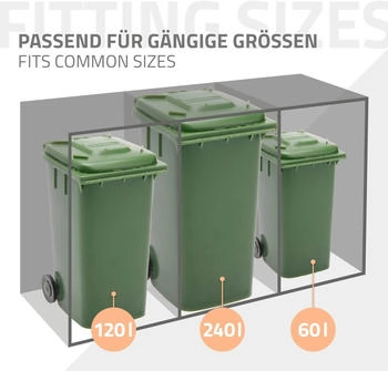 ML-Design Mülltonnenbox 4 x 240 Liter 264 x 80 x 116,3 cm Rostoptik anthrazit – Praktische Funktionalität trifft auf witterungsbeständiges Design