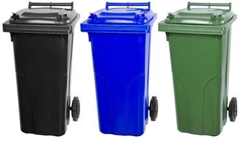 Proregal 2-Rad-Mülltonne MGB HDPE-Kunststoff 120 Liter grau/schwarz & blau & grün 3 Stk.