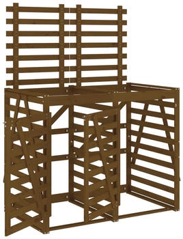 vidaXL M&uuml;lltonnenbox f&uuml;r 2 x 240 Liter Massivholz Kiefer honigbraun