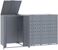 vidaXL M&uuml;lltonnenbox f&uuml;r 3 Tonnen Grau 207x79x117 cm Stahl