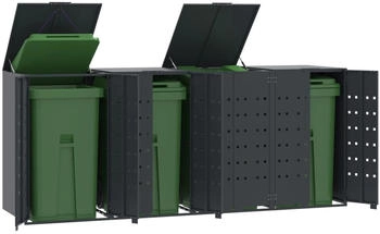 vidaXL Mülltonnenbox für 4 x 240 Liter 276 x 79 x 117 cm Stahl anthrazit – Praktische Handhabung für maximalen Komfort
