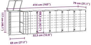 vidaXL Mülltonnenbox für 6 x 240 Liter 414 x 79 x 117 cm Stahl grau – vidaXL Mülltonnenbox für 6 x 240 Liter 414 x 79 x 117 cm Stahl grau - Ordnung und Ästhetik vereint