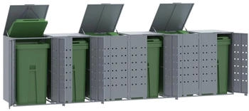 vidaXL Mülltonnenbox für 6 x 240 Liter 414 x 79 x 117 cm Stahl grau – Praktische Funktionalität für den Alltag