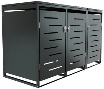 Juskys Metall-M&uuml;lltonnenbox Arel 3 x 120 Liter anthrazit