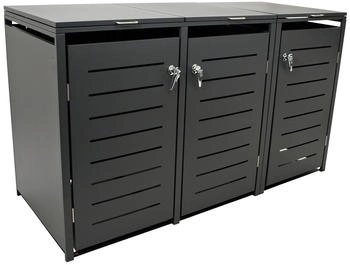 DEGAMO Köln Mülltonnenbox 3 x 120 Liter 175x62x102cm anthrazit (11183)