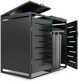 Juskys Metall-Mülltonnenbox Arel 2 x 120 Liter anthrazit