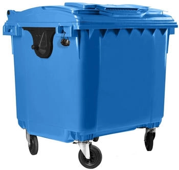 Hardwex Müllcontainer 1100 l Blau mit Flachdeckel Deckel im Deckel