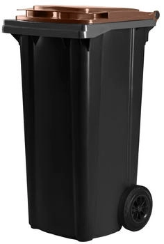 Hardwex Schwarze Mülltonne 120 l mit braunem Deckel
