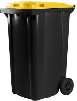 Hardwex Schwarze Mülltonne 240 l mit gelbem Deckel
