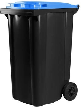 Hardwex Schwarze Mülltonne 240 l mit blauem Deckel