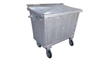 Hardwex Müllcontainer 1100 l aus verzinktem Stahlblech mit Flachdeckel