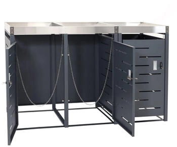 MCW Mülltonnenbox -H40b-3 Mit Kippvorrichtung Wasserablauflöchern Magnetischer Türverschluss