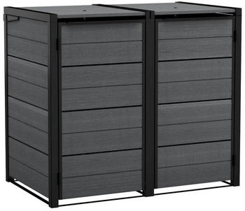 Keter Mülltonnenbox "Hide Away" 240 - 1200 Liter Anthrazit Holzoptik nathlos erweiterbar 480 l
