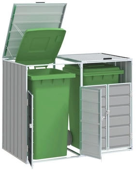 vidaXL Mülltonnenbox Mülltonnenbox für 2 Tonnen Grau 144x81x113 cm Stahl