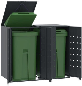vidaXL Mülltonnenbox Mülltonnenbox für 2 Tonnen Anthrazit 138x79x117 cm Stahl