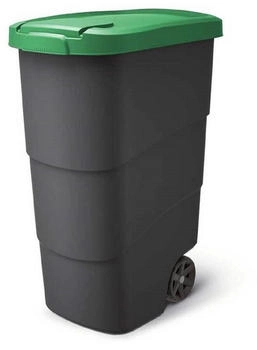 Prosperplast Mülleimer Wheeler 90L Müllbehälter mit Rädern Grün
