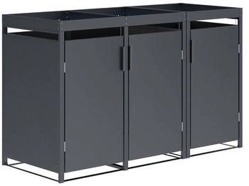 DEGAMO Mülltonnenbox ULM mit Pflanzwanne Stahl grau für 3 Tonnen 120 oder 240 Liter