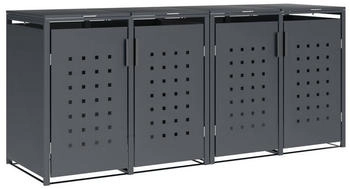 DEGAMO Mülltonnenbox TRIER Stahl grau für 4 Tonnen 120 oder 240 Liter