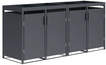 DEGAMO M&uuml;lltonnenbox ULM mit Pflanzwanne Stahl grau f&uuml;r 4 Tonnen 120 oder 240 Liter