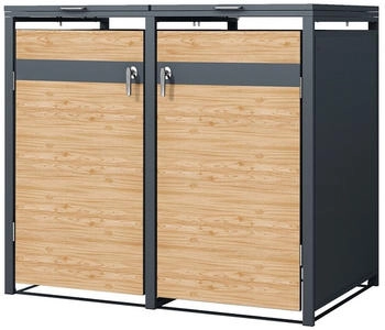 ML-Design Mülltonnenbox Müllbox aus Stahl wetterfeste Mülltonnen Verkleidung Mülltonnengarage Mülltonnencontainer mit Klappdeckel / Tür für 2 Tonne à 240 ltr.