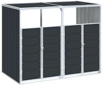 vidaXL Mülltonnenbox Mülltonnenbox für 2 Tonnen Anthrazit 144x81x113 cm Stahl