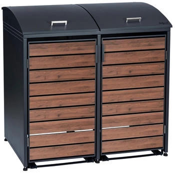 Zelsius M&uuml;lltonnenbox M&uuml;lltonnenbox mit abgerundetem Deckel f&uuml;r zwei 120 - 240 Liter (Set 1 Doppelbox) Einfach auf- und abzubauen
