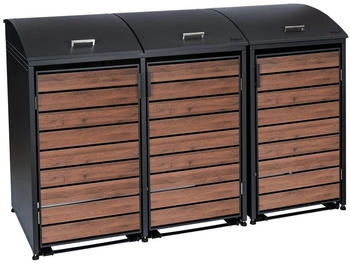 Zelsius M&uuml;lltonnenbox M&uuml;lltonnenbox mit abgerundetem Deckel f&uuml;r drei 120 - 240 Liter (Set 3er Box)