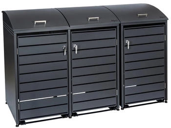 Zelsius M&uuml;lltonnenkasten mit abgerundetem Deckel f&uuml;r drei 120 - 240 Liter (Set 2 Boxen)