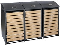 M&uuml;lltonnenbox Mit Abgerundetem Deckel F&uuml;r Drei 120 - 240 Liter M&uuml;lltonnen,