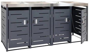 MCW Mülltonnenbox -H40b-4 Mit Kippvorrichtung Wasserablauflöchern Magnetischer Türverschluss