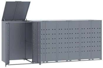 vidaXL Mülltonnenbox Mülltonnenbox für 4 Tonnen Grau 276x79x117 cm Stahl Grau 276 cm x 117 cm