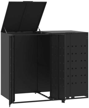 vidaXL Mülltonnenbox Mülltonnenbox für 2 Tonnen Schwarz 138x79x117 cm Stahl Schwarz 138 cm x 117 cm