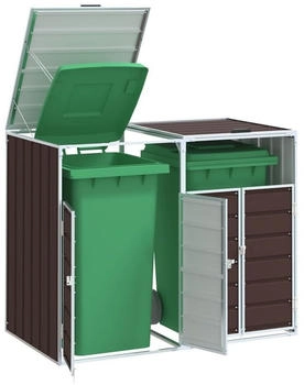 vidaXL Mülltonnenbox Mülltonnenbox für 2 Tonnen Braun 144x81x113 cm Stahl
