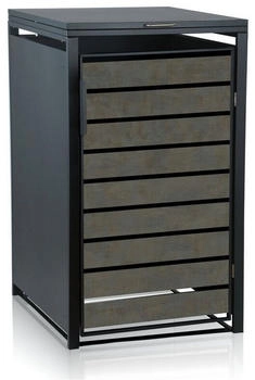 Zelsius M&uuml;lltonnenbox f&uuml;r eine M&uuml;lltonne Anthrazit RAL 7016 T&uuml;r in dunkelgrauer Holzoptik