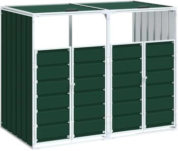 vidaXL Mülltonnenbox Mülltonnenbox für 2 Tonnen Grün 144x81x113 cm Stahl