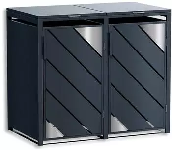 Metzler Mülltonnenbox mit Edelstahl Akzenten 2er 240l Anthrazit