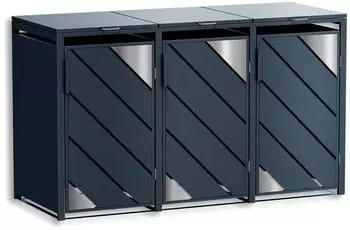Metzler M&uuml;lltonnenbox mit Edelstahl Akzenten 3er 240l Anthrazit