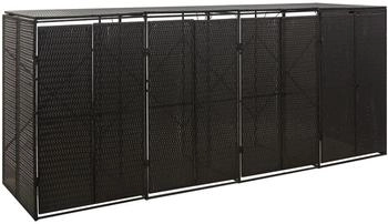 vidaXL Mülltonnenbox für 4 Tonnen Schwarz Poly Rattan (319863)